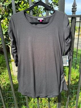 Vince Camutto Black Ruched-Sleeve Top NWT - sz XL